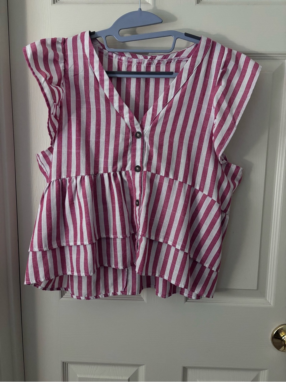 Striped Tiered Button-Front Top
